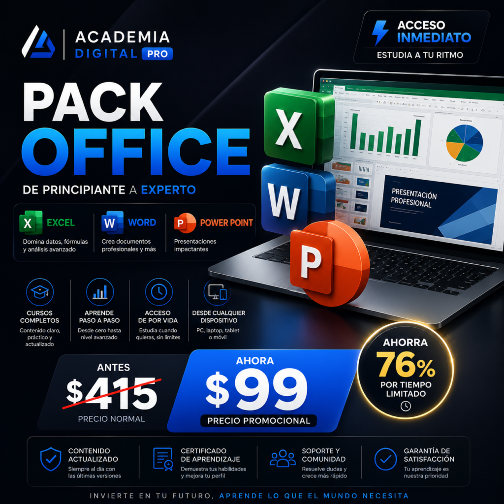 Pack Office | Excel, Word y PowerPoint de Principiante a Experto